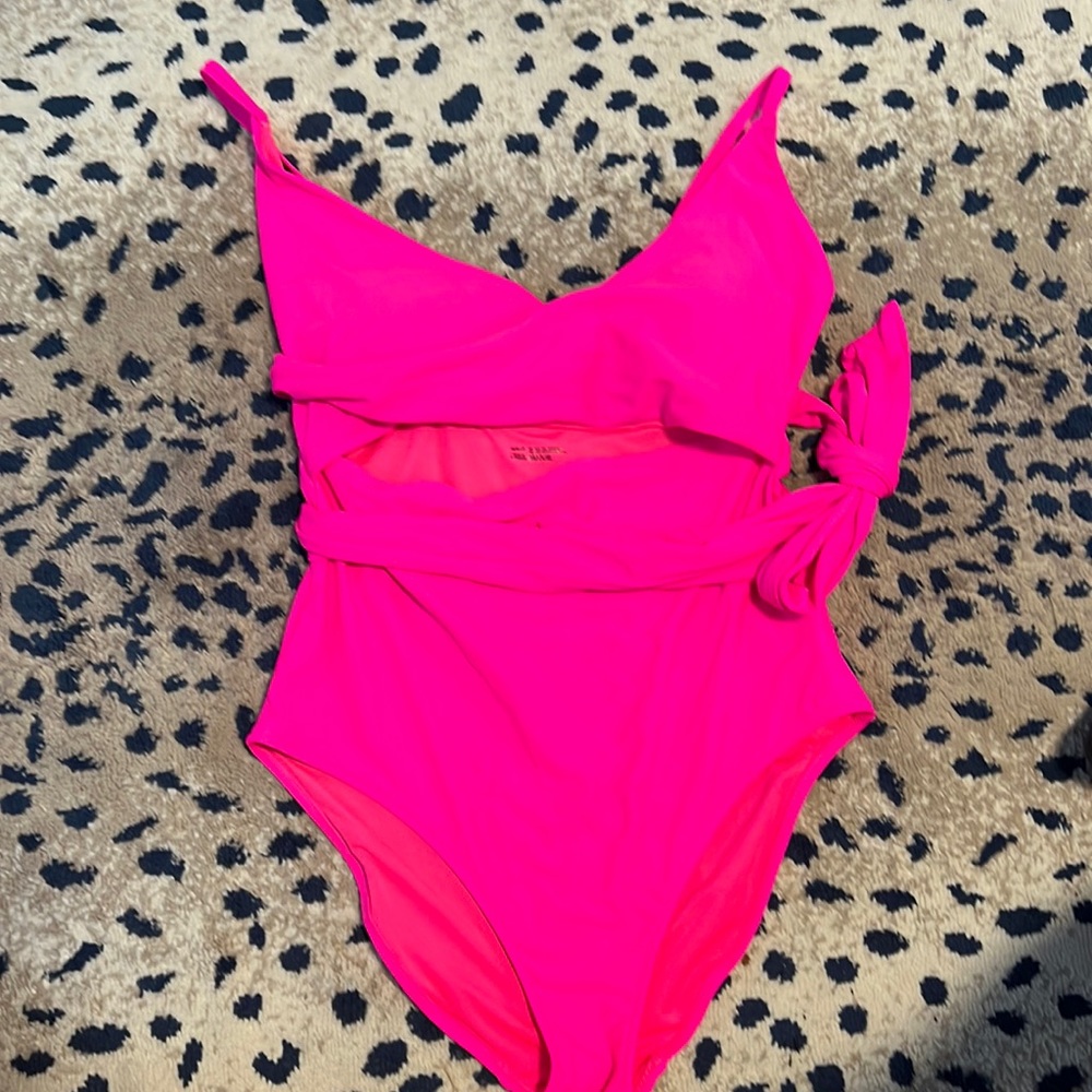 aerie Hot Pink wrap around one-piece swimsuit